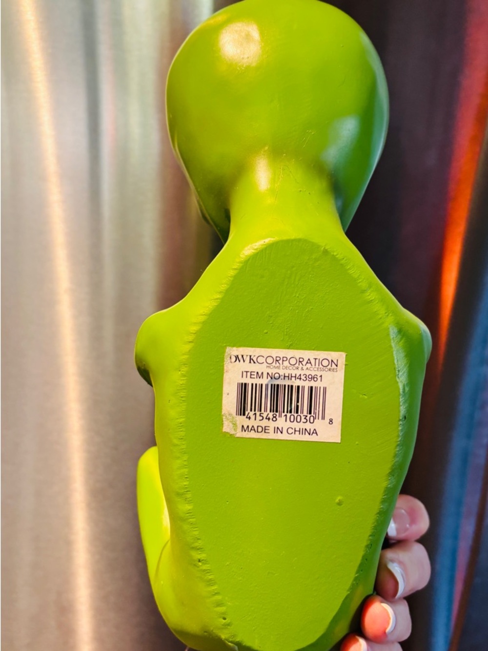 Bright Green Alien Figurine wine/liquor bottle holder - Picture 4 of 5